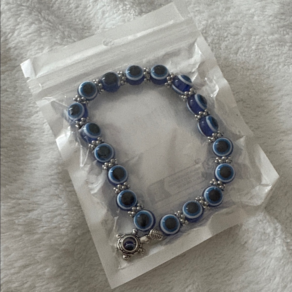 Blue Evil Eye Beaded Bracelet